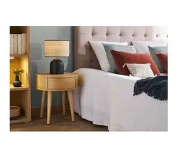 MILIBOO Table De Chevet Ronde En Bois Clair Avec Tiroir D45 Cm Judith