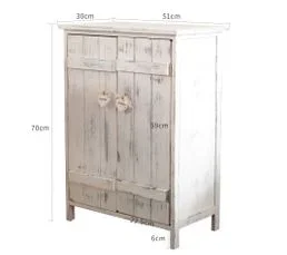 MOBILI REBECCA Buffet 2 Ports Bois Blanc Shabby 70x51x30