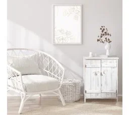 MOBILI REBECCA Buffet 2 Ports Bois Blanc Shabby 70x51x30