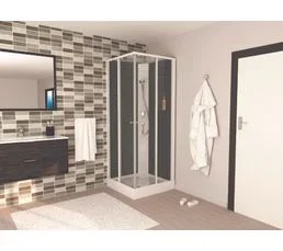 ONDEE Cabine Melia - Sans Silicone - 80x80cm - Profilés Aluminium - Blanc - En Kit