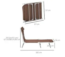 OUTSUNNY Bain De Soleil Transat Pliable Inclinable Acier Teslin