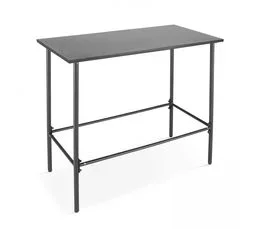 OVIALA Palavas - Ensemble Table Haute Et 4 Chaises De Bar En Métal Gris