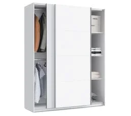 PEGANE Armoire Placard / Meuble De Rangement Coloris Blanc - H. 200 X L. 150 X P. 62 Cm