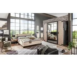 PEGANE Chambre à Coucher Complète Adulte (lit 180x200 Cm + 2chevets+commode+armoire) Coloris Chêne