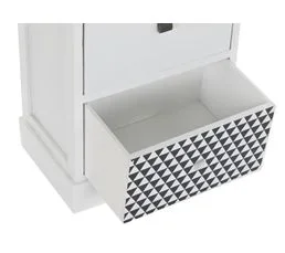 PEGANE Commode, Meuble De Rangement En Bois Coloris Blanc Et Gris - L. 36 X P. 25 X H. 44,50 Cm