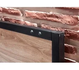 PEGANE Lit Futon Adulte Et 2 Chevets Imitation Chêne Poutre Rechampis Raw Steel - 160 X 200 Cm