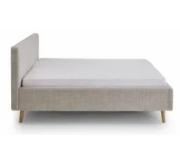PEGANE Lit Rembourré Adulte 180x200cm Avec Tête De Lit En Tissu Beige, Sommier Et Coffre