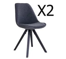 PEGANE Lot De 2 Chaises De Salle À Manger Coloris Noir En Tissu D'hévéa - Dim : 55 X 48 X 86 Cm
