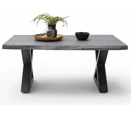 PEGANE Table Basse Simple En Bois D'acacia Massif Laqué, Gris / Anthracite - L.110 X H.45 X P.70