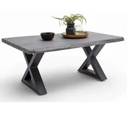 PEGANE Table Basse Simple En Bois D'acacia Massif Laqué, Gris / Anthracite - L.110 X H.45 X P.70