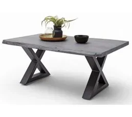PEGANE Table Basse Simple En Bois D'acacia Massif Laqué, Gris / Anthracite - L.110 X H.45 X P.70
