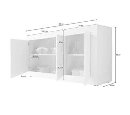 PRICE FACTORY Buffet 3 portes, collection CISA, coloris blanc et chêne clair.