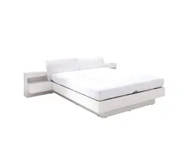 PRICE FACTORY Lit Double Pour Adulte 180x200 Cm Collection Renato Avec Sommier Et Tables De Chevet Intégrées, Sys