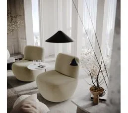 SIA HOME Fauteuil Pivotant En Tissu Velours Beige