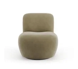 SIA HOME Fauteuil Pivotant En Tissu Velours Beige