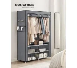 SONGMICS Armoire Chambre En Tissu, 45 X 127 X 176 Cm Cm,4 Pochettes, Grande Capacité, Chambre, Salon, Gris