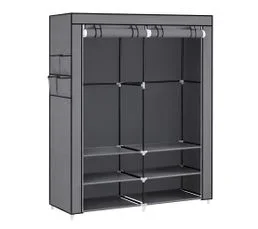SONGMICS Armoire Chambre En Tissu, 45 X 127 X 176 Cm Cm,4 Pochettes, Grande Capacité, Chambre, Salon, Gris