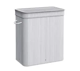 SONGMICS Panier à Linge Sale Avec Couvercle, Sac Intérieur Amovible Et Lavable En Machine, Volume 100l, Gris