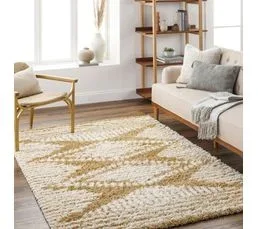 SURYA Tapis Shaggy Bohème Blanc/ocre 160x220