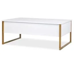 Table Basse Design "valentin" 90cm Blanc et Or