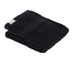TENDANCE Lot De 4 Serviettes De Toilette Tissu Éponge 100% Coton Noir 30 X 50 Cm