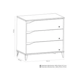 TERRE DE NUIT Commode 3 Tiroirs Blanc