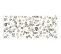 THE DECO FACTORY Sticker Repositionnable Une Branche à Feuilles Argentées 121x67 - Branche Arbre Feuilles Argentées