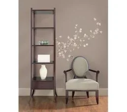 THE DECO FACTORY Sticker Repositionnable Une Branche à Feuilles Argentées 121x67 - Branche Arbre Feuilles Argentées