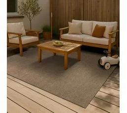 THE DECO FACTORY Tapis Aspect Jute Motif Quadrillé Beige 120x160 - Juta Aspect Spots