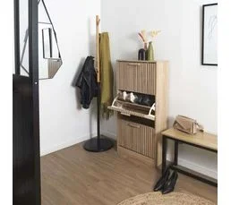 THE HOME DECO FACTORY Meuble à Chaussures Avec 3 Portes Saulk - Marron