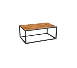 TOUSMESMEUBLES Table Basse Rectangulaire Acier Et Bois De Palissandre - Denver