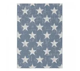 UNAMOURDETAPIS Tapis Extérieur 80x150 Tissé Kilim Bleu Et Crème Stalow 7