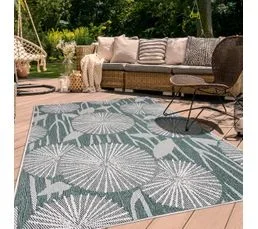 UNAMOURDETAPIS Tapis Extérieur, Kilim Reversible 60x110 Ex1 Para Vert Et Crème