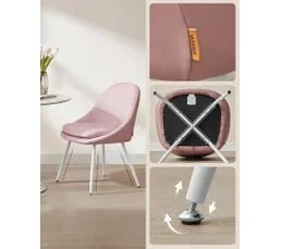 VASAGLE Lot De 2 Chaises Salle à Manger, Coussin Rembourré 5,5 Cm D’épaisseur, Rose Bonbon Et Blanc Nuage