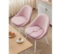 VASAGLE Lot De 2 Chaises Salle à Manger, Coussin Rembourré 5,5 Cm D’épaisseur, Rose Bonbon Et Blanc Nuage