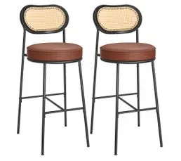 VASAGLE Lot De 2 Tabourets De Bar, Tabourets Haut Avec Dossier Incurvé, 48,2 X 45,7 X 104,7 Cm, Marron