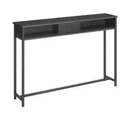 VASAGLE Table Console Fine Avec Multiprise, 25 X 120 X 81,1 Cm, Noir Boisé Et Noir D'encre