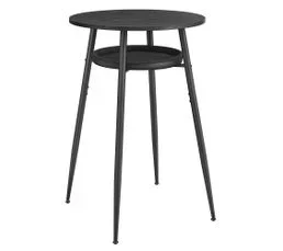 VASAGLE Table De Bar Avec Rangement, Pu Avec Coutures, Assemblage Facile, Noir Boisé Et Noir D’encre