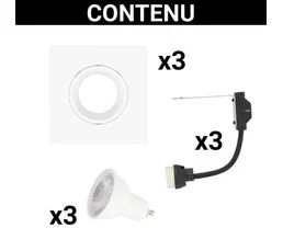 XANLITE Lot 3 Spots Gu10 50w 2700k Carré Orientable Blanc Ip20